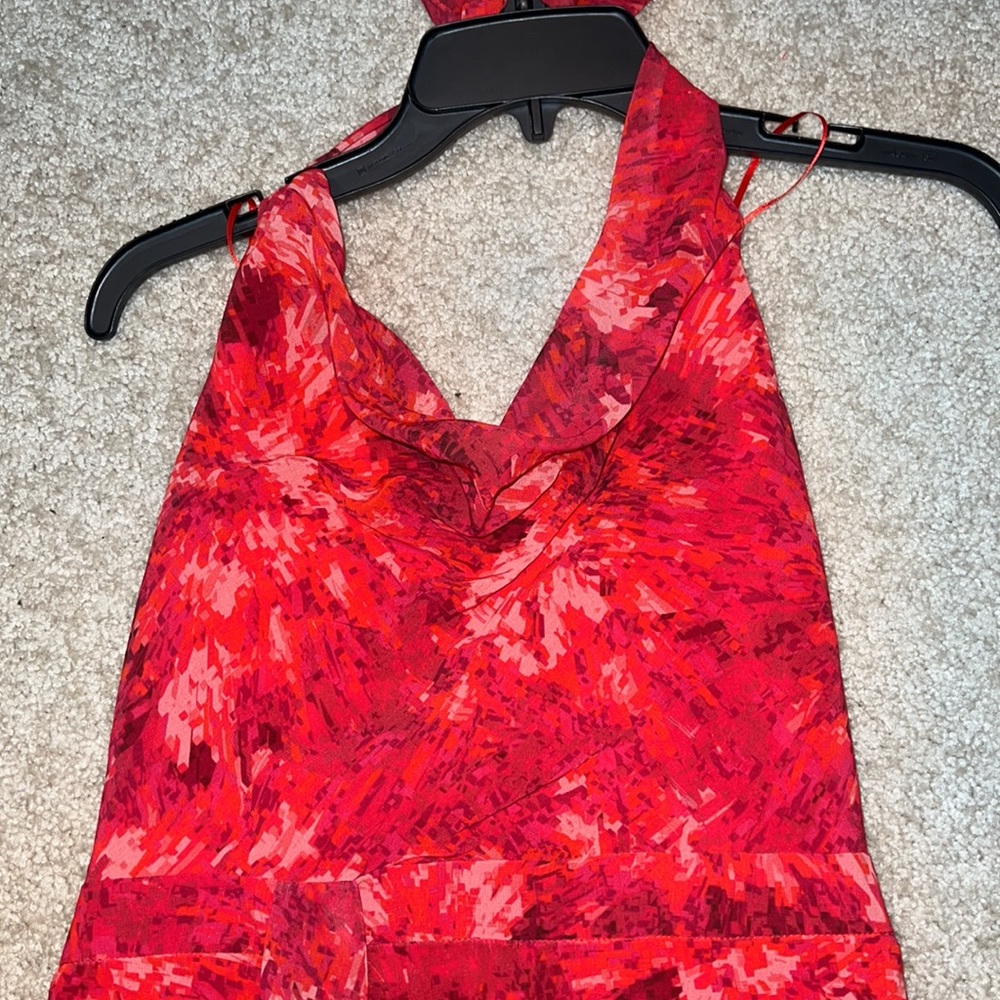 Halston Heritage Kaleidoscope Print Cowl Halter Gown - Picture 6 of 11